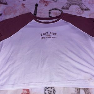 white & nude purple cropped tee